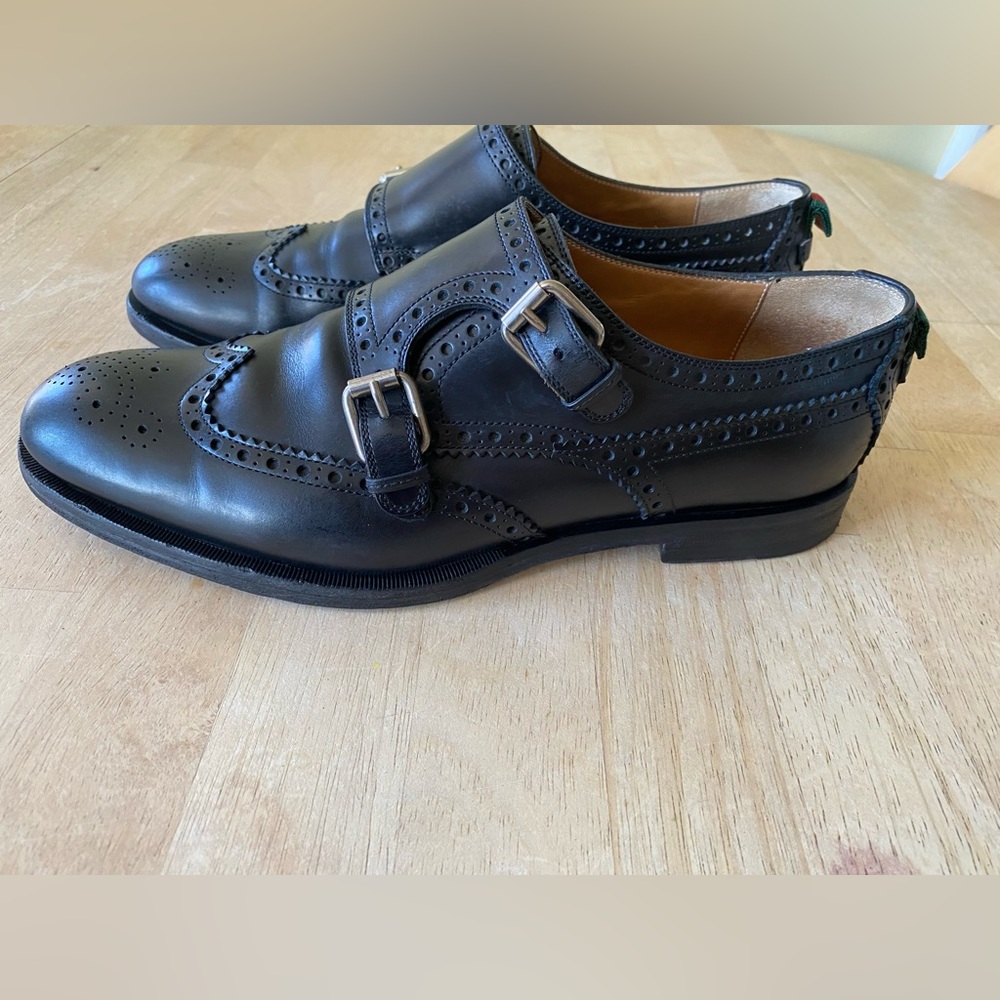 Gucci black leather brogues with buckles size EU8.5 or US10 with box - Picture 6 of 13